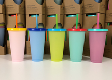 Load image into Gallery viewer, Macaron Color~ Color Changing Cups 24fl oz 5 piece set