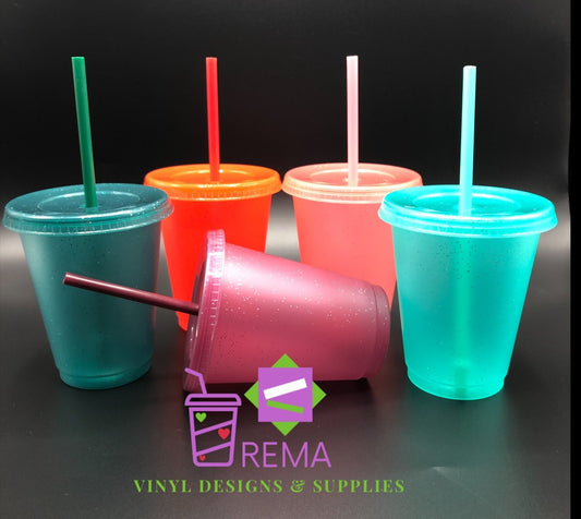 16oz Winter Glitter Cold Cups