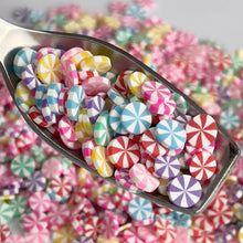 Cargar imagen en el visor de la galería, Rainbow Peppermint Candy Polymer Clay Slices
