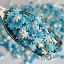 Cargar imagen en el visor de la galería, Blue Snow Flakes Polymer Clay Slices
