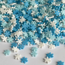 Cargar imagen en el visor de la galería, Blue Snow Flakes Polymer Clay Slices
