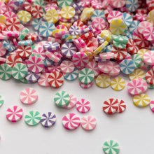 Cargar imagen en el visor de la galería, Rainbow Peppermint Candy Polymer Clay Slices
