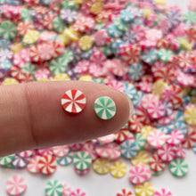 Cargar imagen en el visor de la galería, Rainbow Peppermint Candy Polymer Clay Slices
