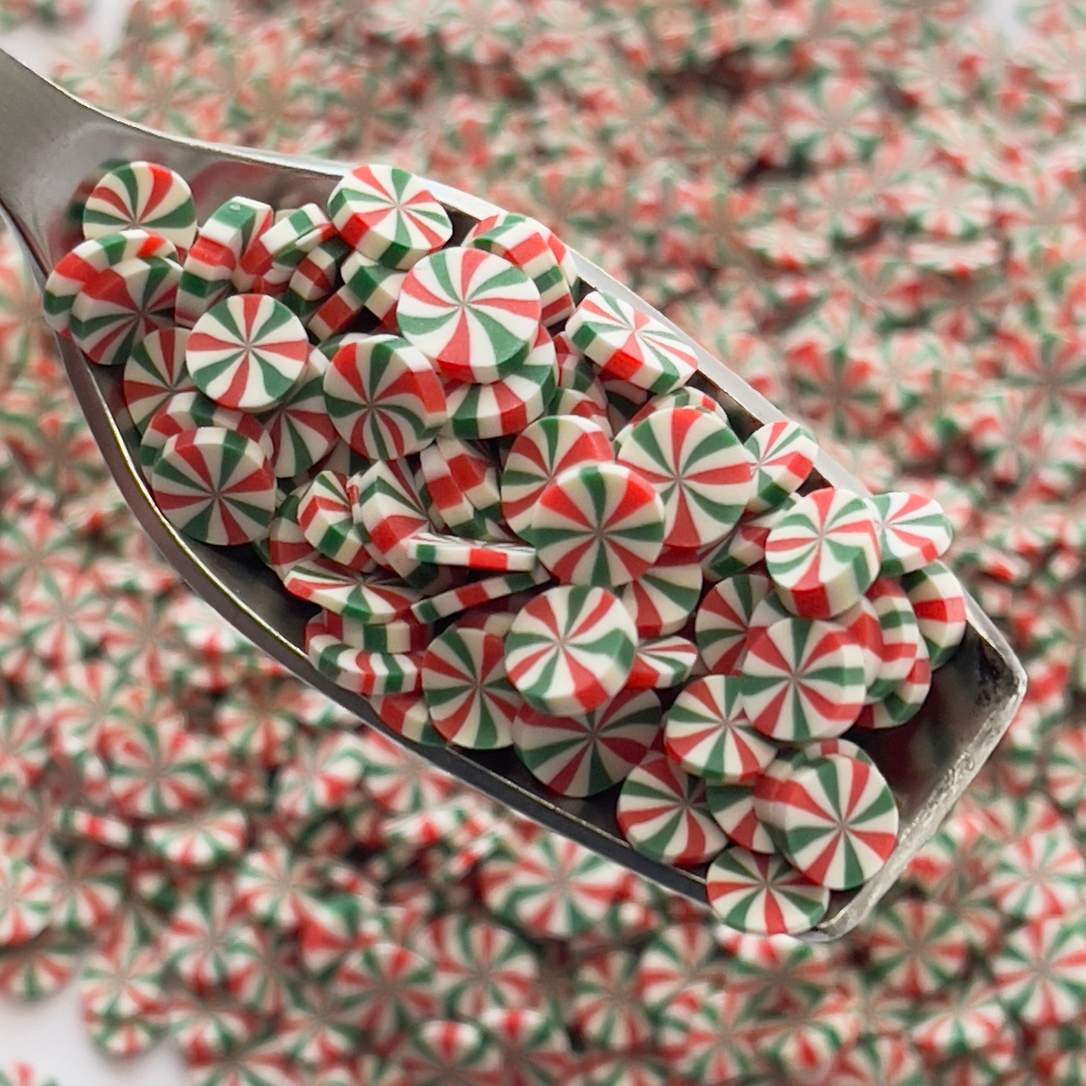 Peppermint Candy Polymer Clay Slices *Green & Red*