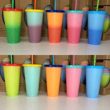 Load image into Gallery viewer, Macaron Color ~ Color Changing Cups 24 FL oz  5 piece set
