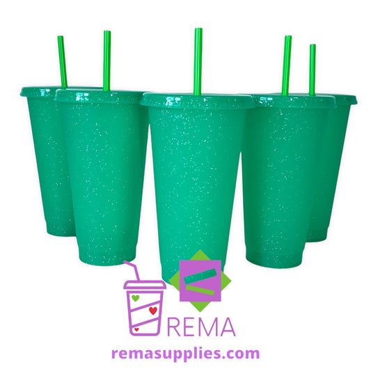 Green Glitter Cold Cups
