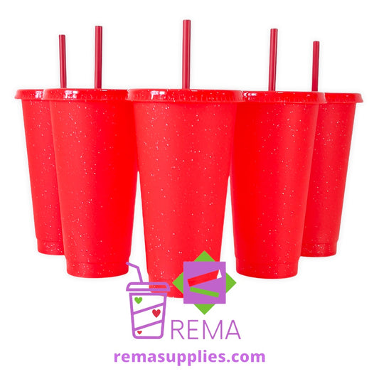 Red Glitter Cold Cups