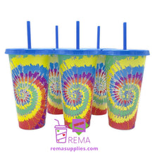 Load image into Gallery viewer, 24oz Color Changing Tie Dye Cold Cups
