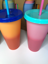 Load image into Gallery viewer, Macaron Color ~ Color Changing Cups 24 FL oz  5 piece set
