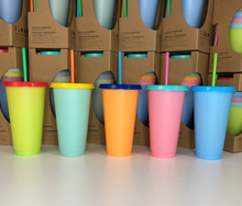 Load image into Gallery viewer, Macaron Color ~ Color Changing Cups 24 FL oz  5 piece set
