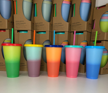 Load image into Gallery viewer, Macaron Color ~ Color Changing Cups 24 FL oz  5 piece set
