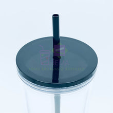Load image into Gallery viewer, Pre-Drilled Double Wall Acrylic Tumbler, Black Lid/Straw
