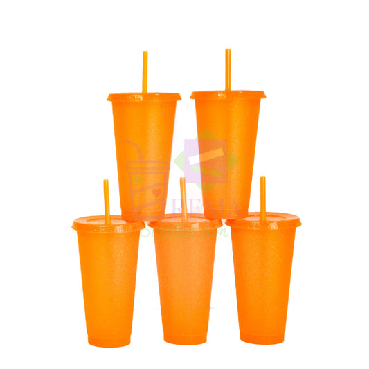 Orange Glitter Cold Cups