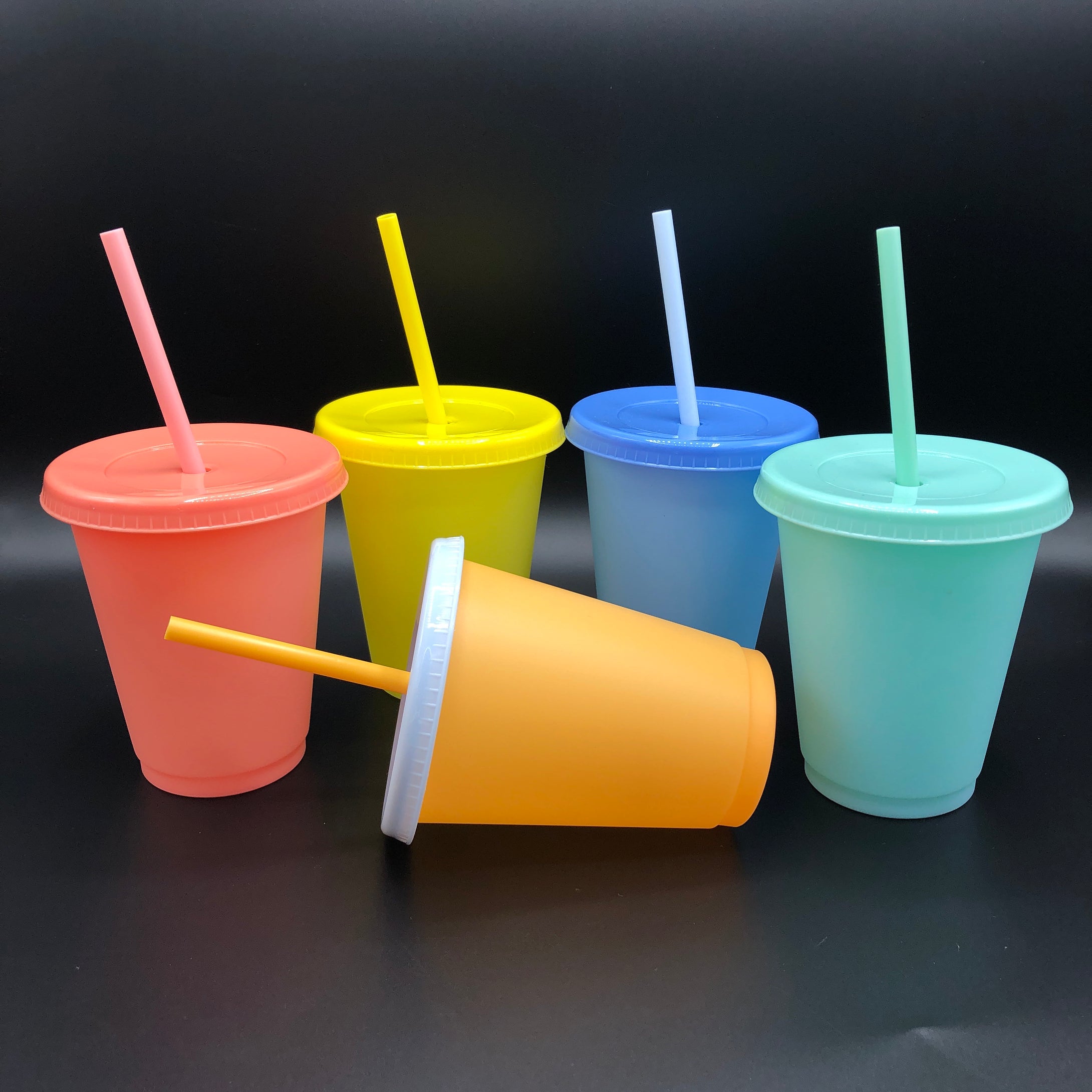 Mini Macaron Color~ Color Changing Cups 16oz (5-piece set)