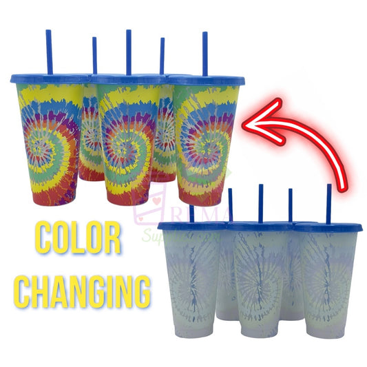 24oz Color Changing Tie Dye Cold Cups