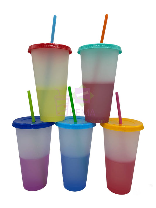 Frosted Style ~ Color Changing Cups 24fl oz, 5 piece set